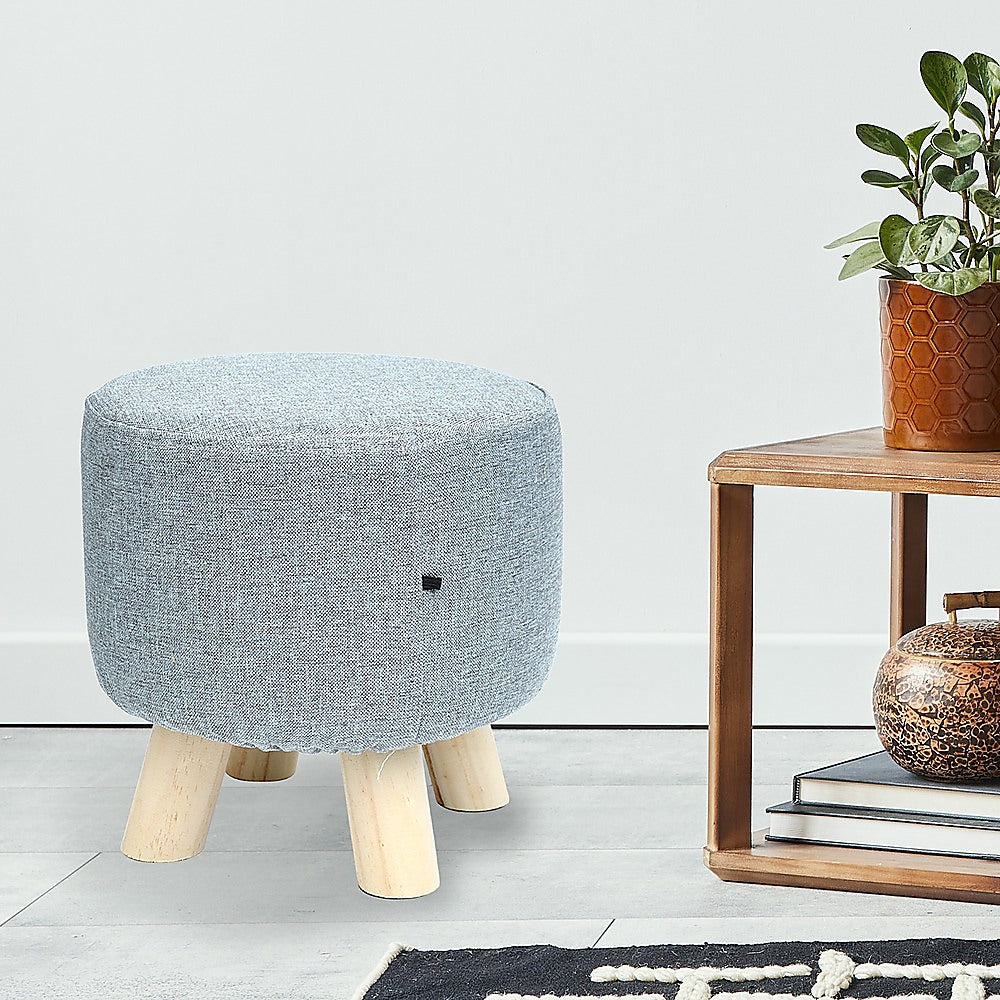 Fabric Ottoman Foot Stool Rest Pouffe Footstool Wood Storage Padded Seat