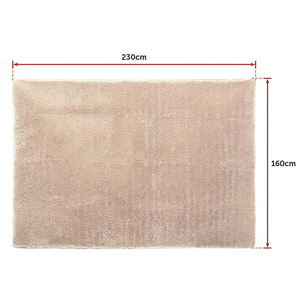 230x160cm Floor Rugs Large Shaggy Rug Area Carpet Bedroom Living Room Mat - Beige