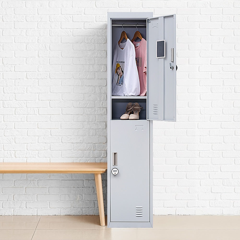 2-Door Vertical Locker for Office Gym Shed School Home Storage