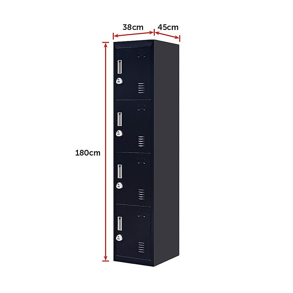 4-Door Vertical Locker for Office Gym Shed School Home Storage