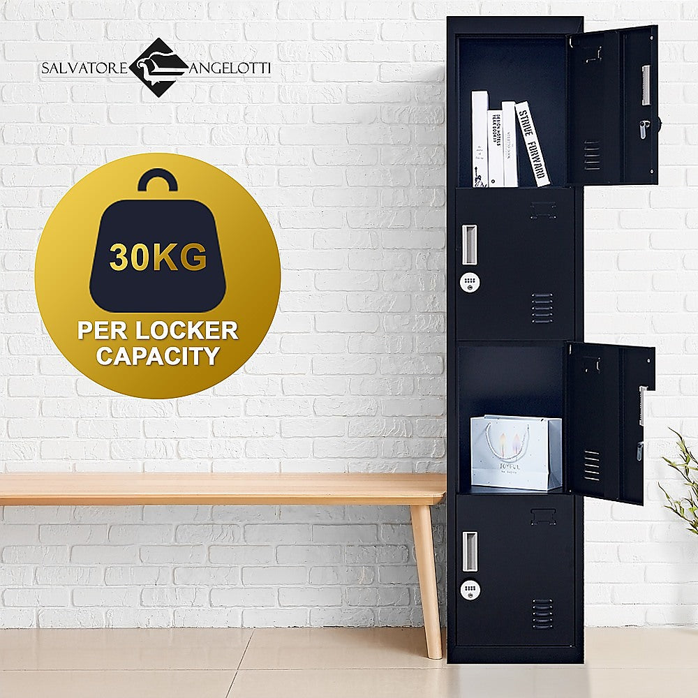 4-Door Vertical Locker for Office Gym Shed School Home Storage