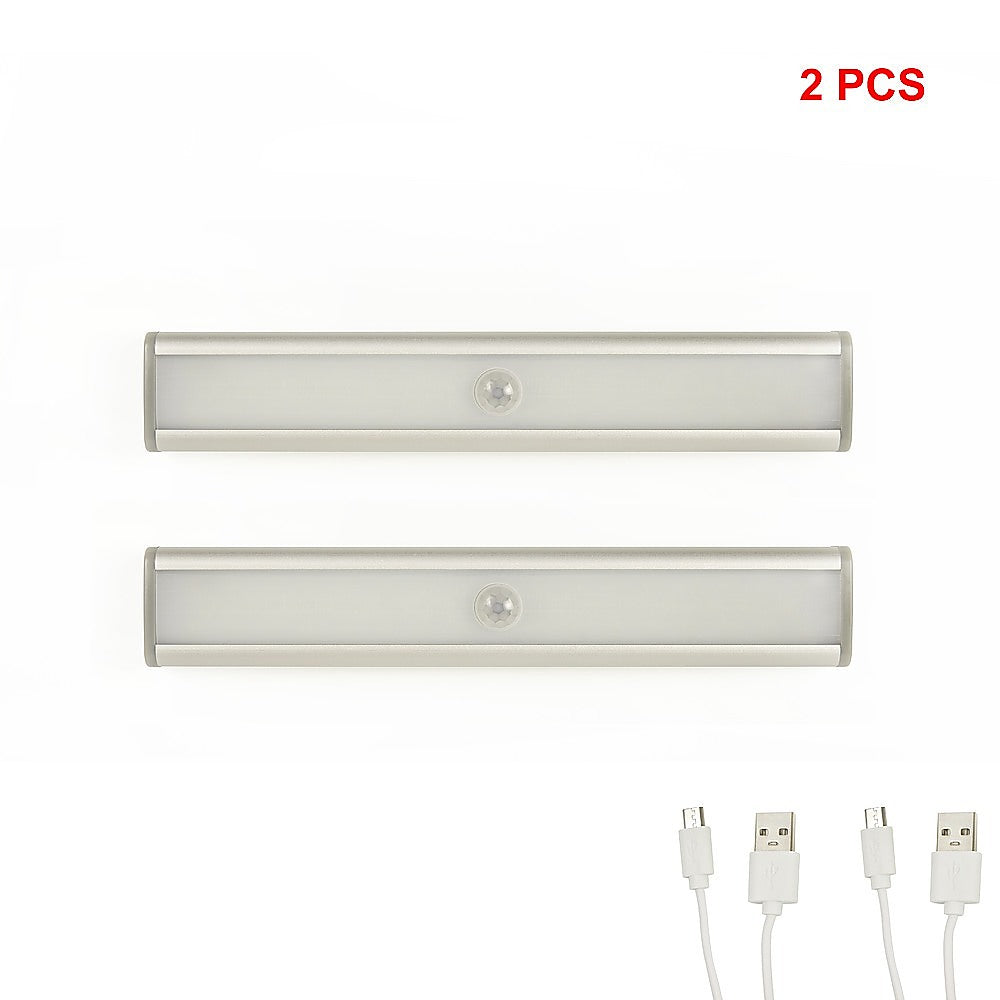 2 x 46 LED Stick-on Wireless Under Cabinet Light Rechargeable Motion Sensor Closet Lamp