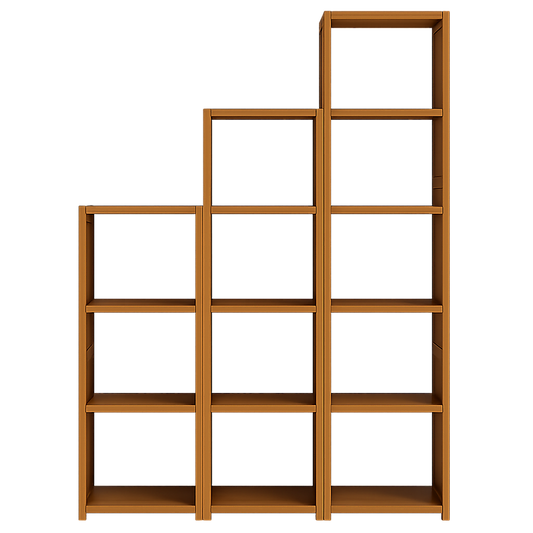 Bamboo Adjustable Shelf Bookcase Display Storage Rack Stand Livingroom Bedroom Set