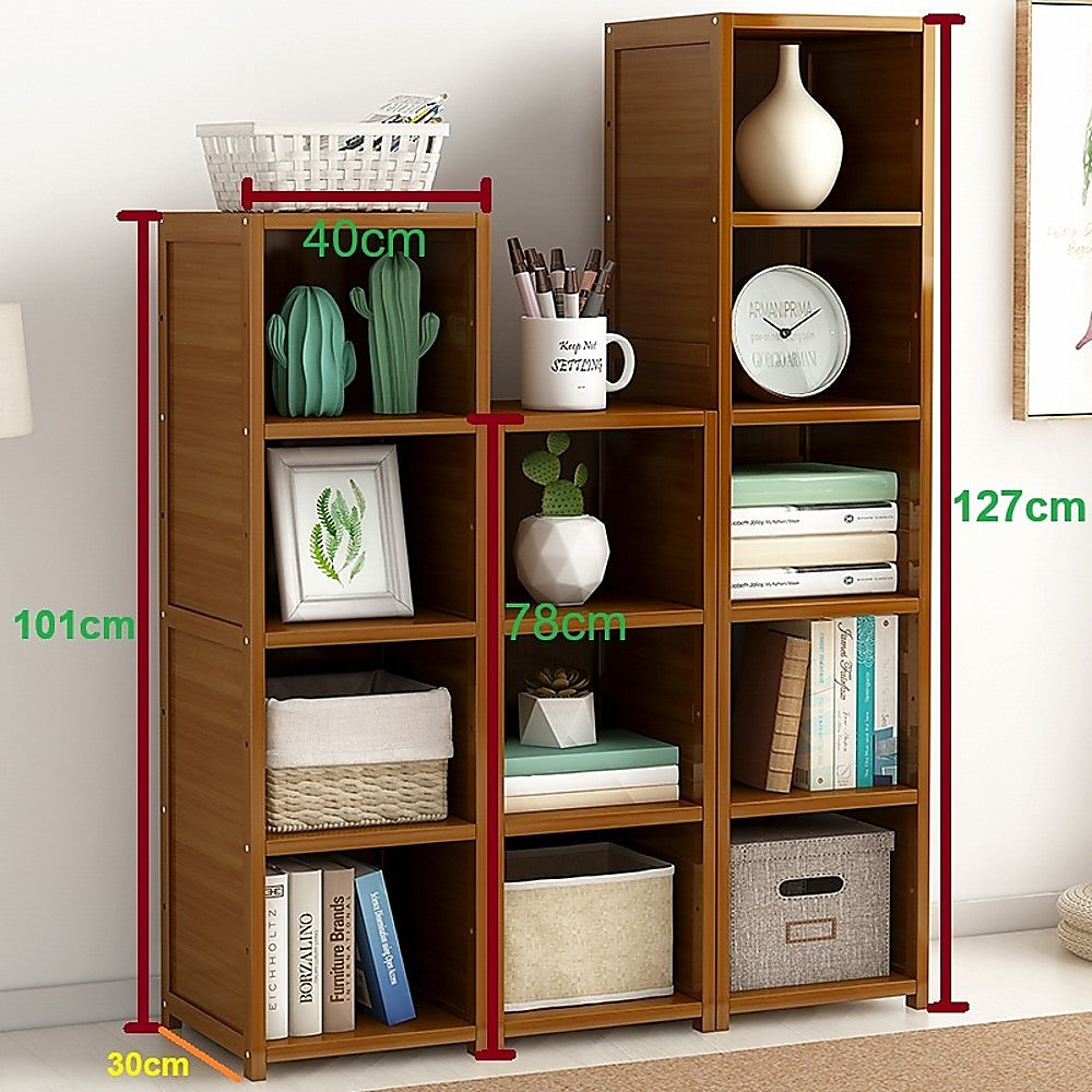Bamboo Adjustable Shelf Bookcase Display Storage Rack Stand Livingroom Bedroom Set