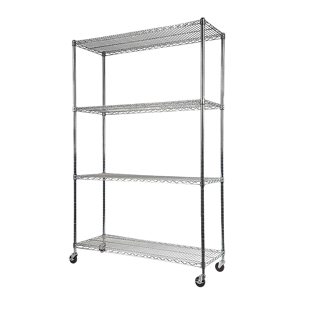 Wire Storage Rack – 120x45cm Chrome Shelving with Wheels