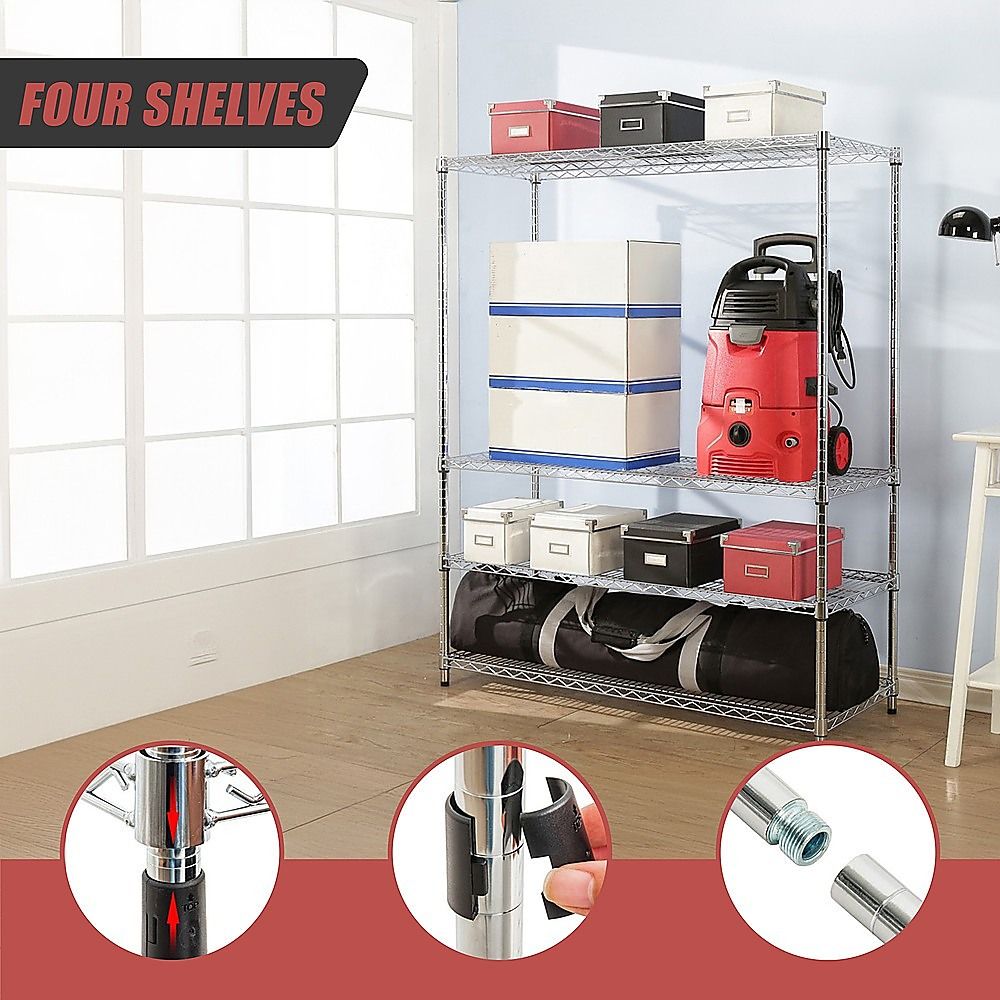 Wire Storage Rack – 150x60cm Chrome Shelving with Fixed Legs
