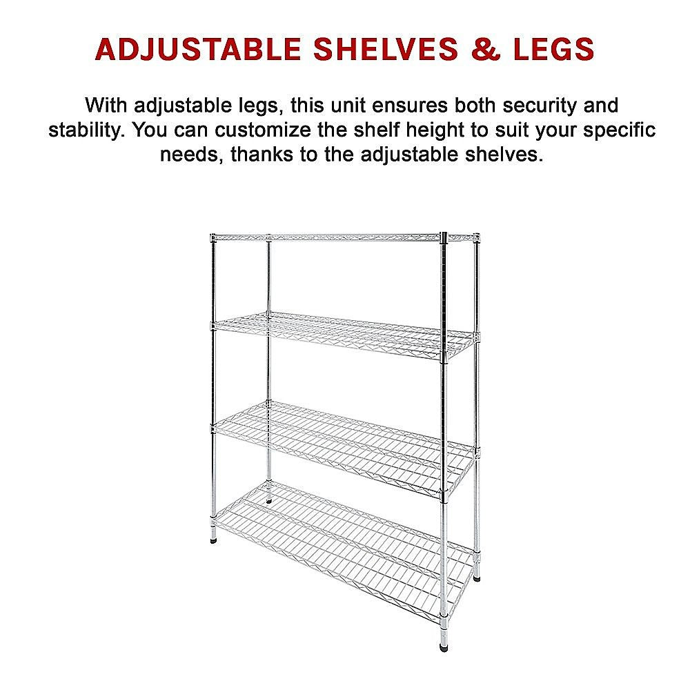 Wire Storage Rack – 150x60cm Chrome Shelving with Fixed Legs