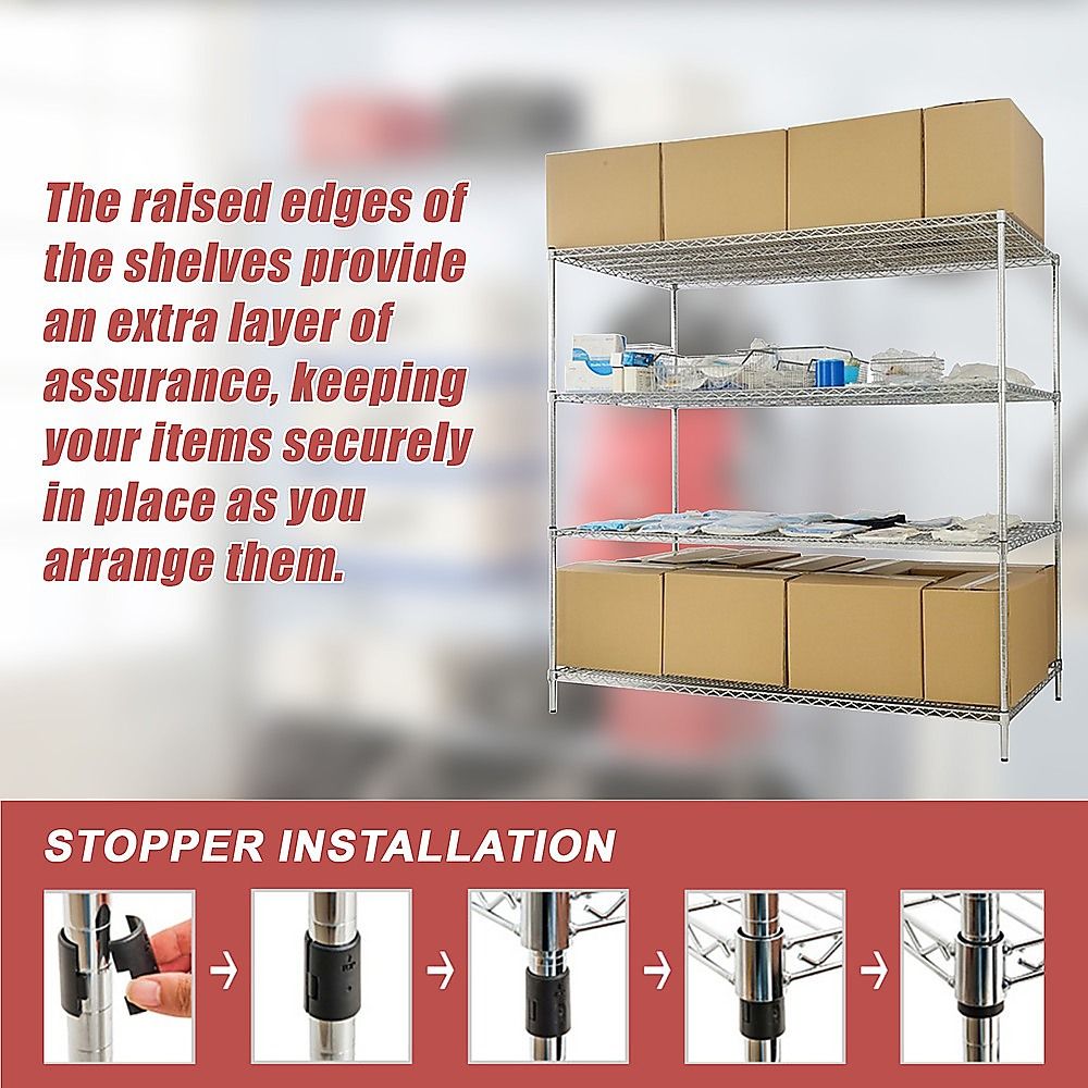 Wire Storage Rack – 150x60cm Chrome Shelving with Fixed Legs