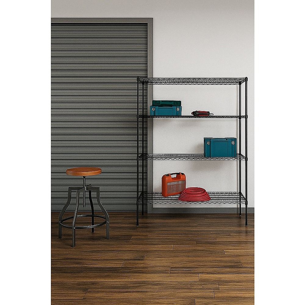Wire Storage Rack – 150x60cm Black Shelving with Fixed Legs