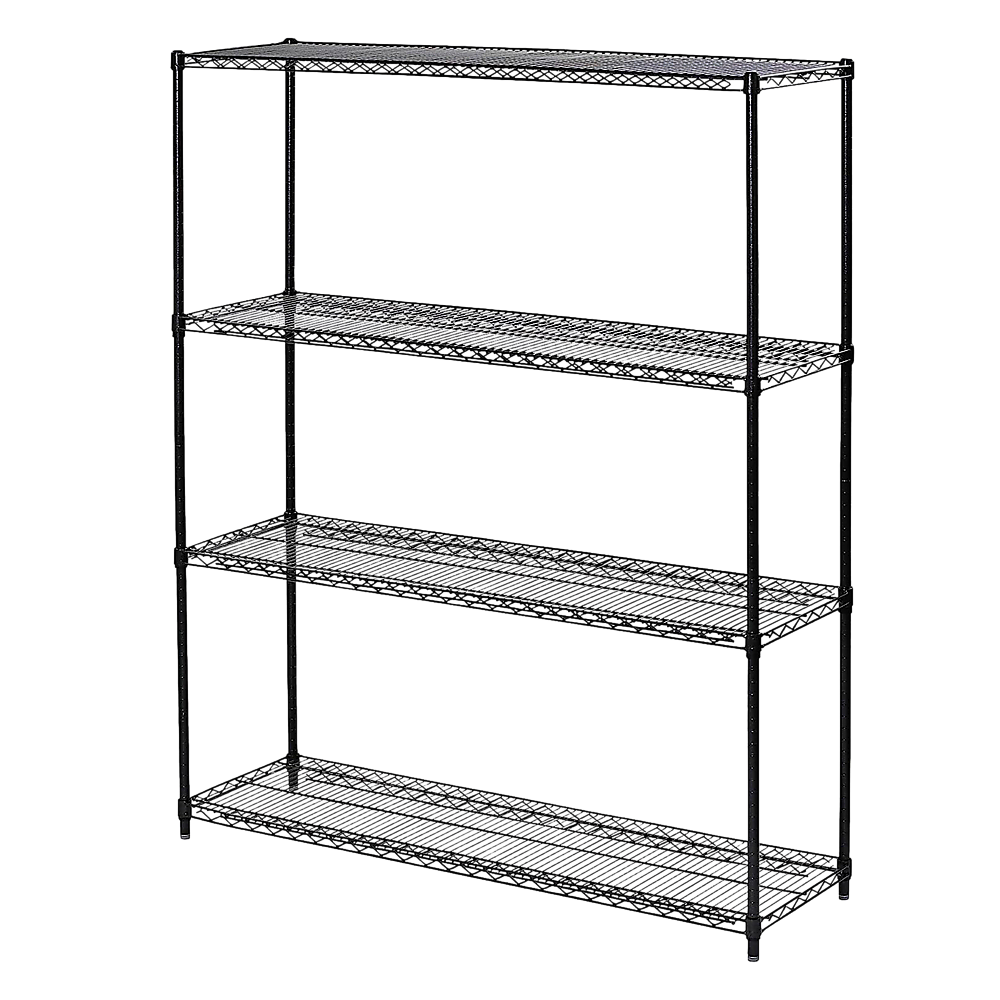 Wire Storage Rack – 150x60cm Black Shelving with Fixed Legs