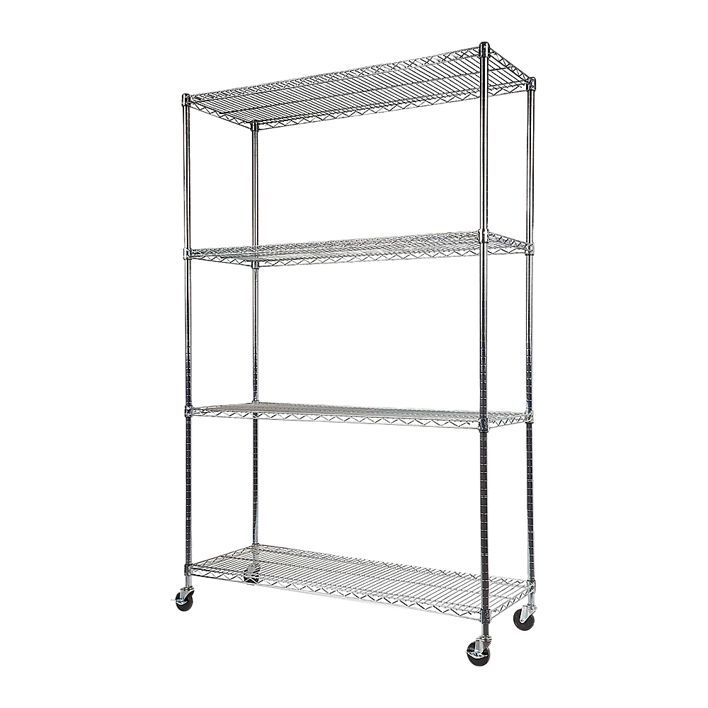 Wire Storage Rack – 150x60cm Chrome Shelving with Wheels