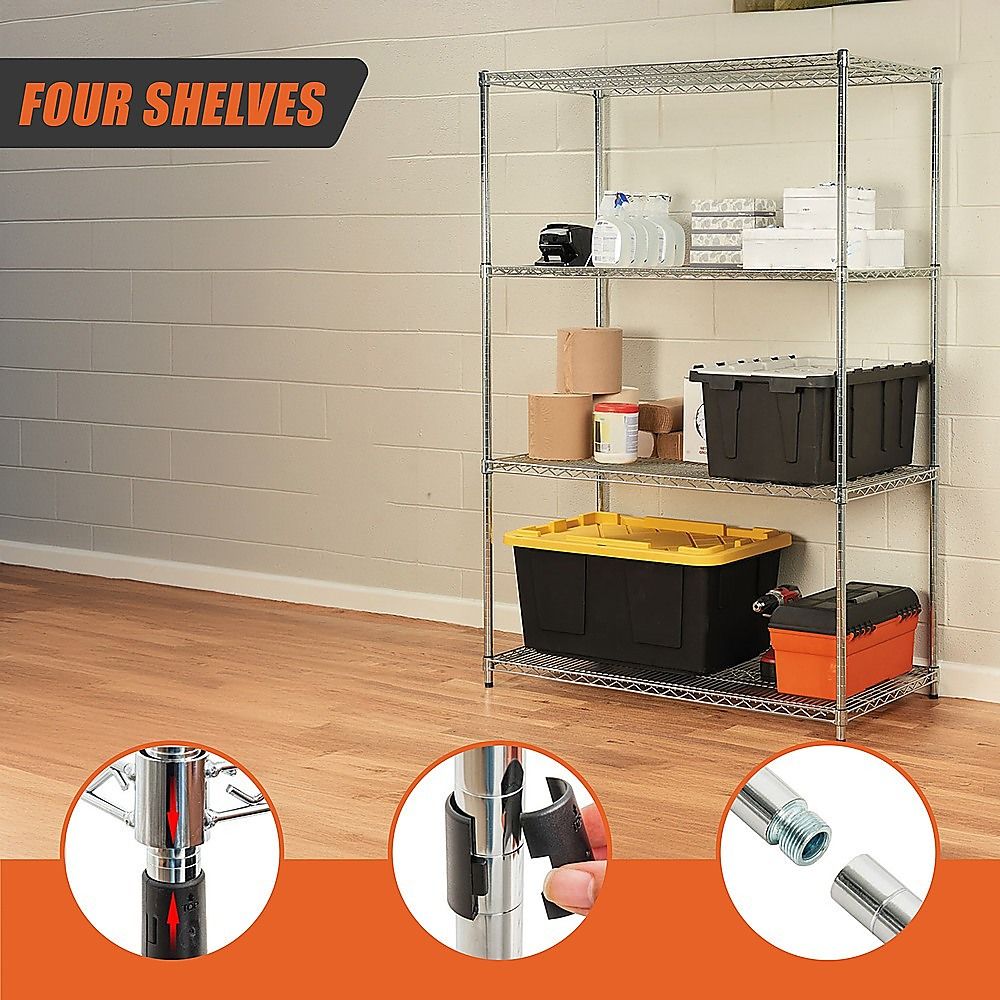 Wire Storage Rack – 90x35cm Chrome Shelving with Fixed Legs