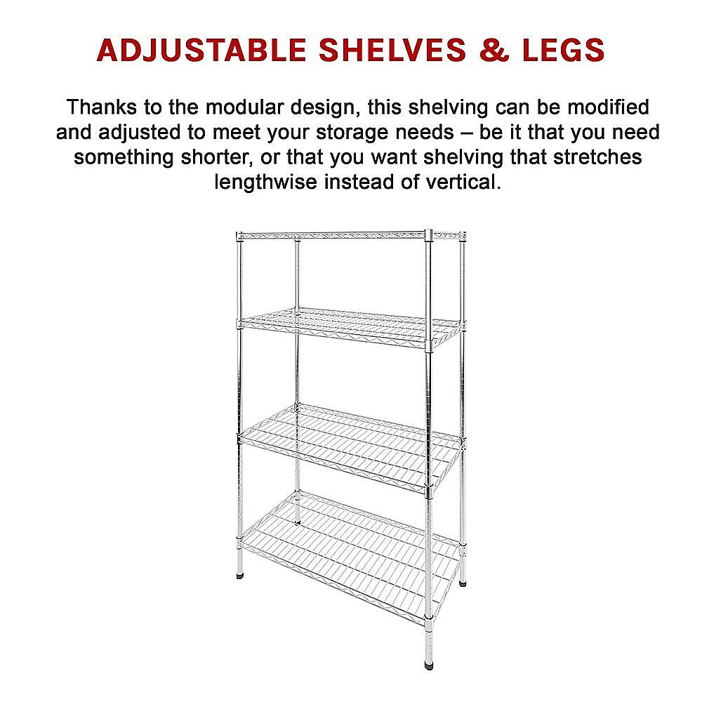 Wire Storage Rack – 90x35cm Chrome Shelving with Fixed Legs