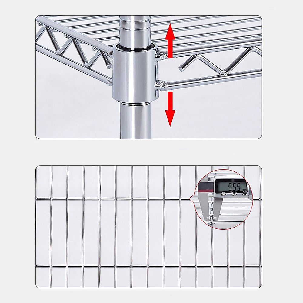 Wire Storage Rack – 90x35cm Chrome Shelving with Fixed Legs