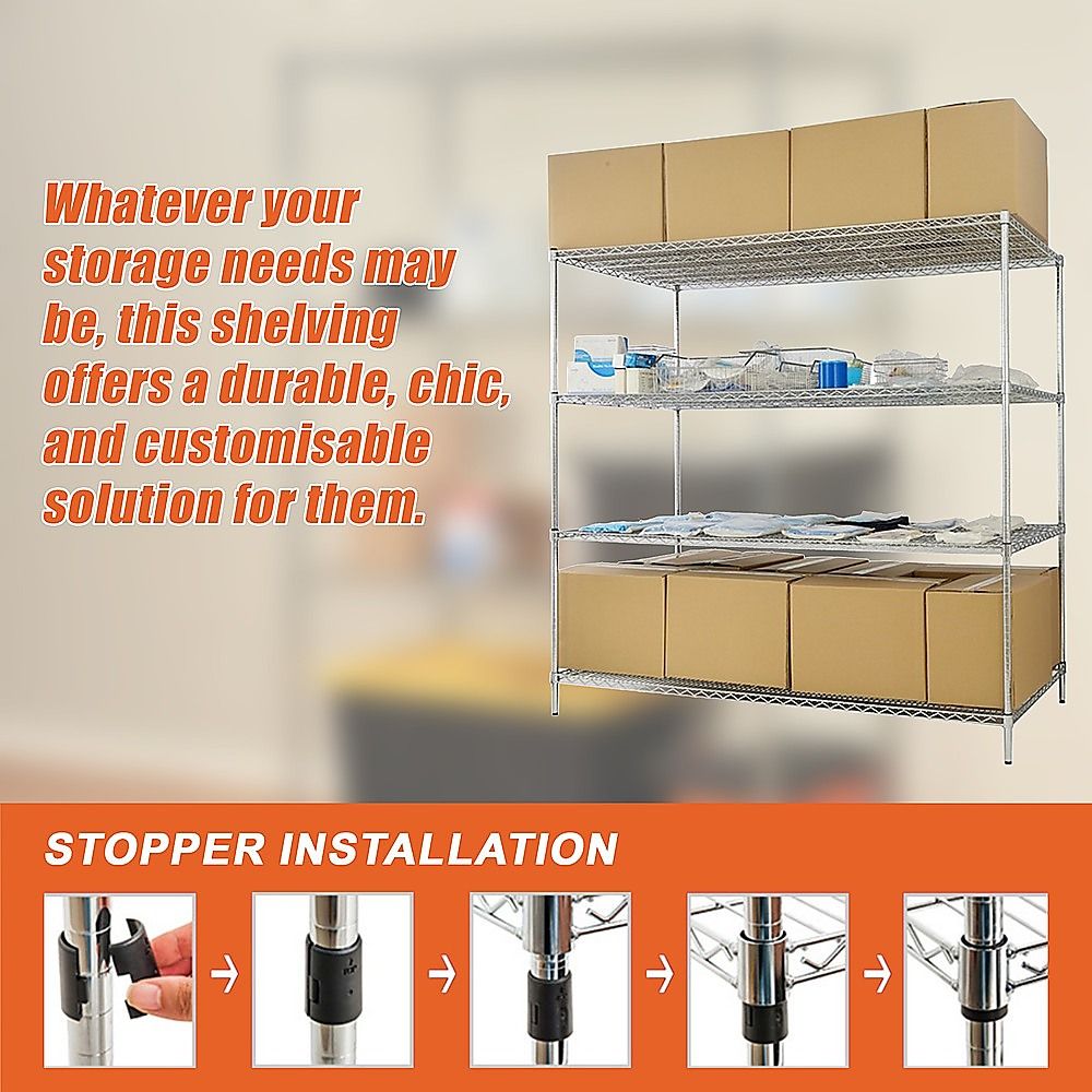 Wire Storage Rack – 90x35cm Chrome Shelving with Fixed Legs
