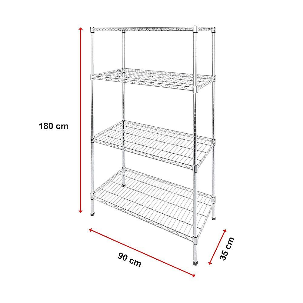 Wire Storage Rack – 90x35cm Chrome Shelving with Fixed Legs