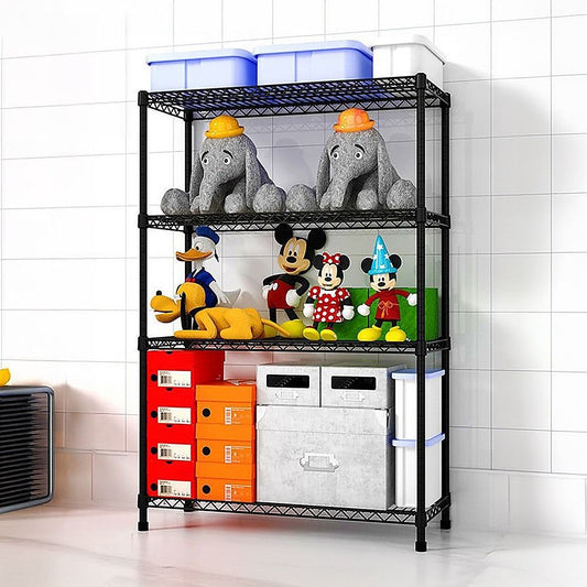 Wire Storage Rack – 90x35cm Black Shelving with Fixed Legs