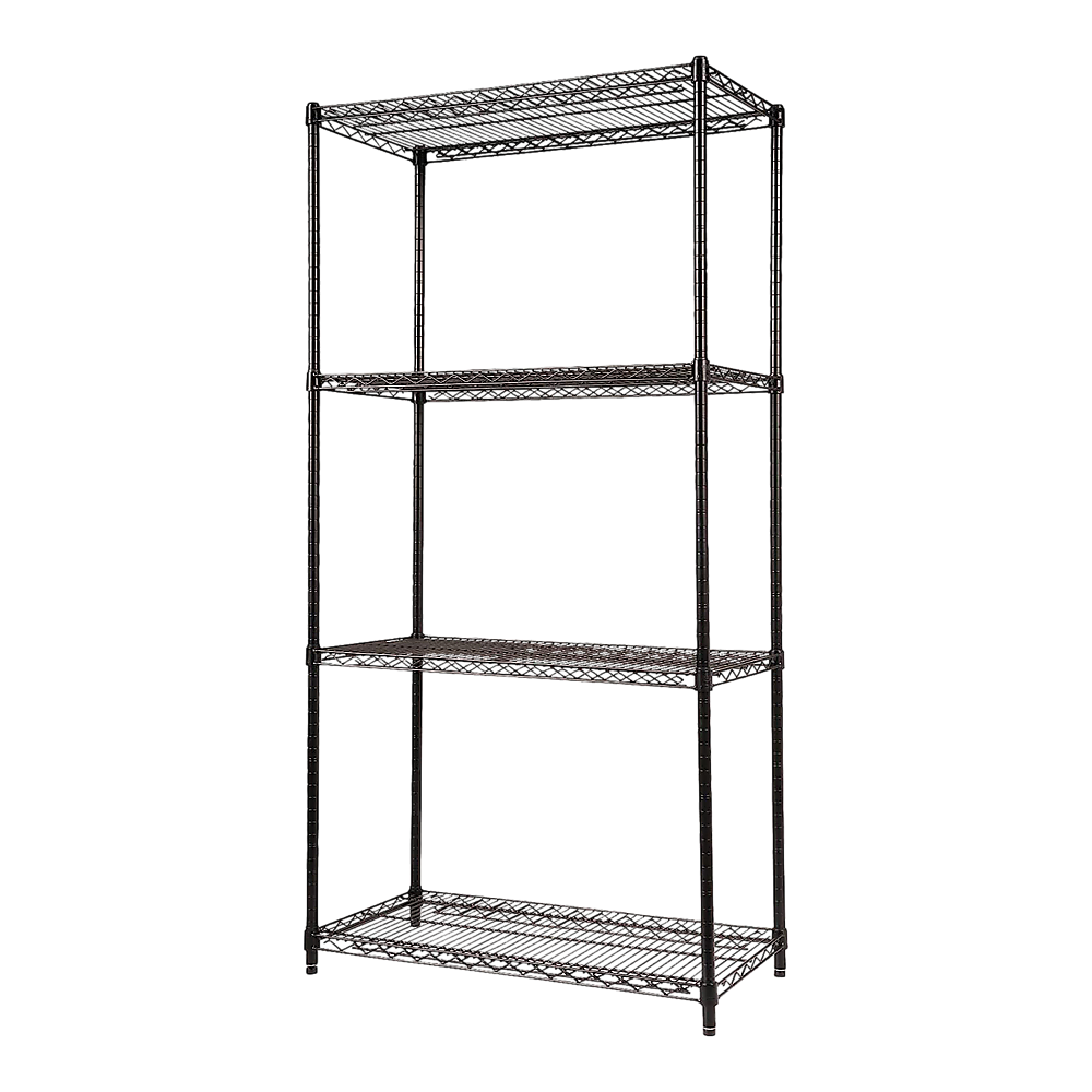 Wire Storage Rack – 90x35cm Black Shelving with Fixed Legs