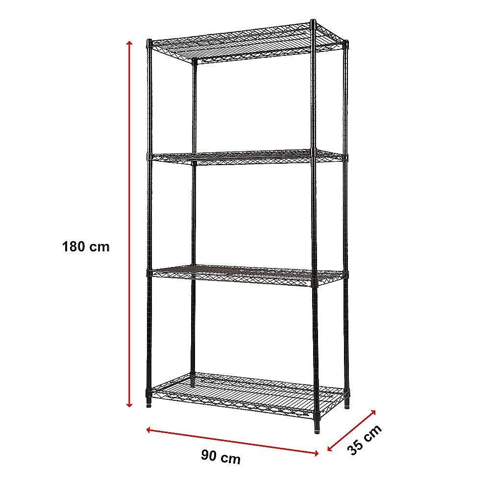 Wire Storage Rack – 90x35cm Black Shelving with Fixed Legs