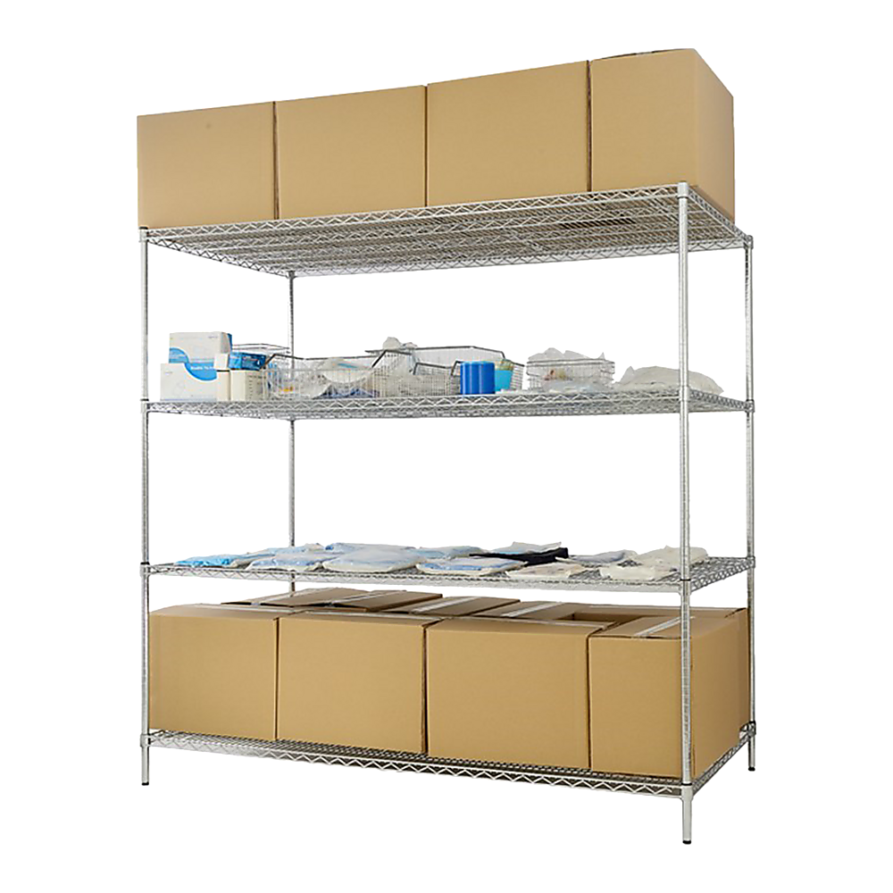 Wire Storage Rack – 150x45cm Chrome Shelving with Fixed Legs
