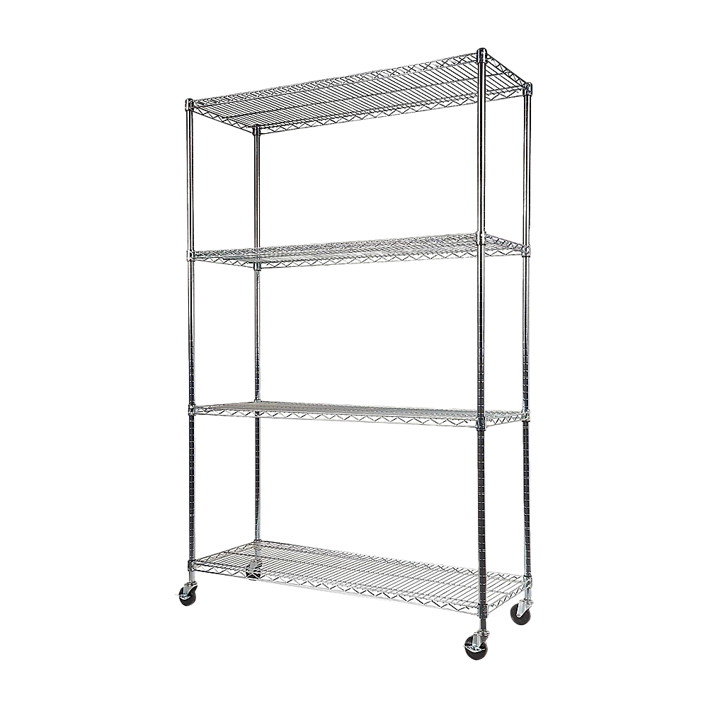 Wire Storage Rack – 150x45cm Chrome Shelving with Wheels