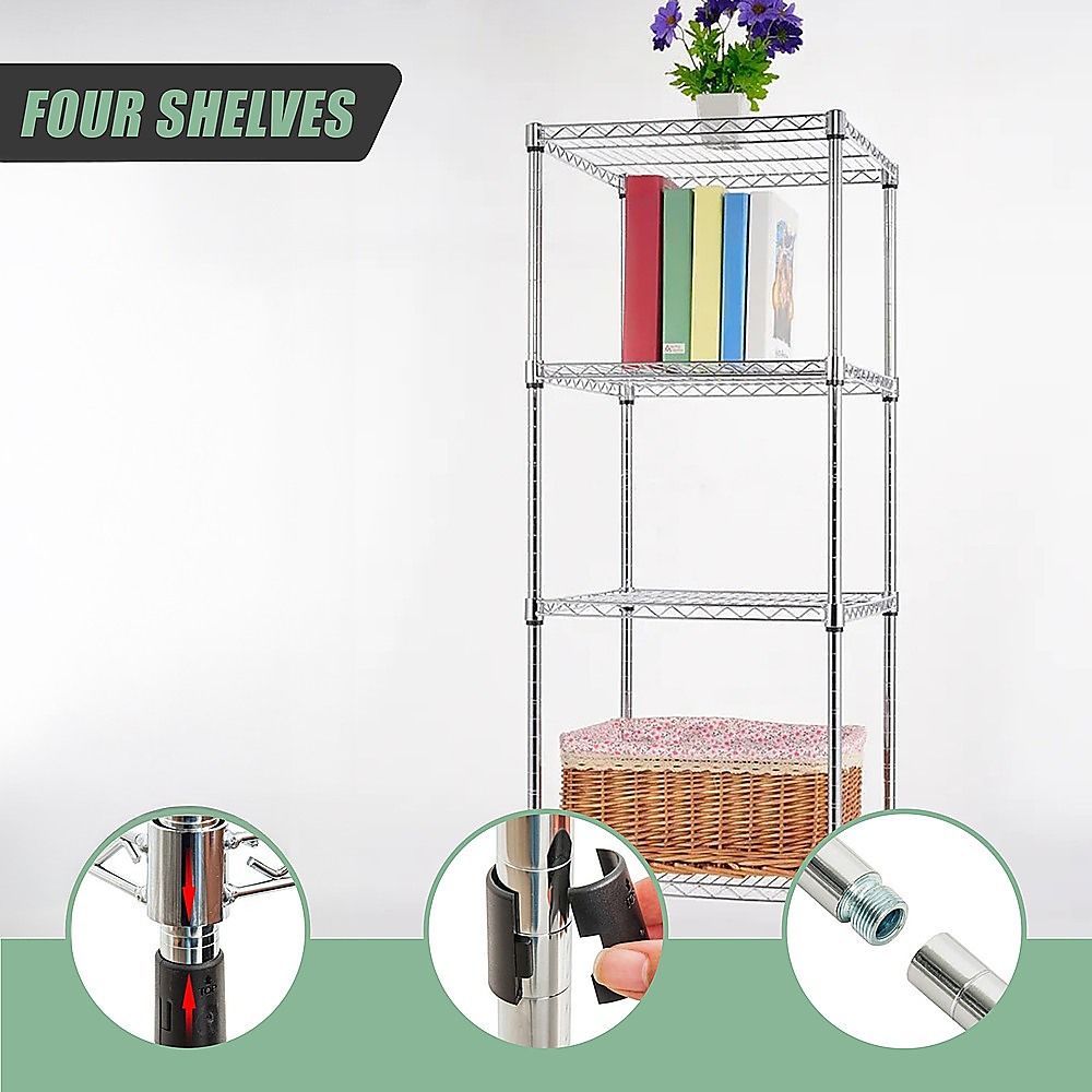 Wire Storage Rack – 60x60cm Chrome Shelving with Fixed Legs