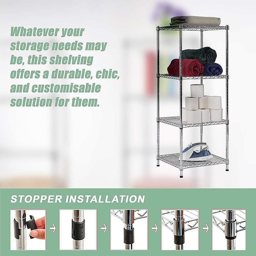Wire Storage Rack – 60x60cm Chrome Shelving with Fixed Legs