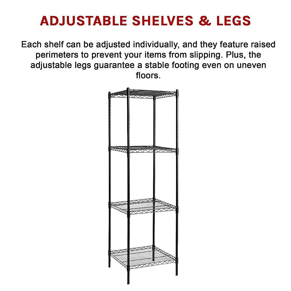 Wire Storage Rack – 60x60cm Black Shelving with Fixed Legs