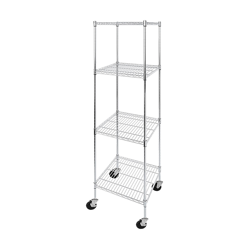 Wire Storage Rack – 60x60cm Chrome Shelving with Wheels