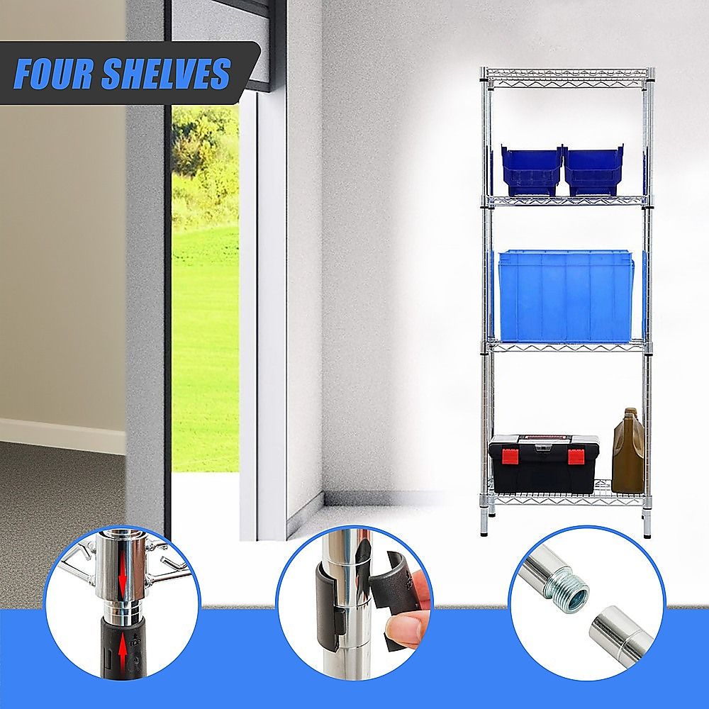 Wire Storage Rack – 45x45cm Chrome Shelving with Fixed Legs