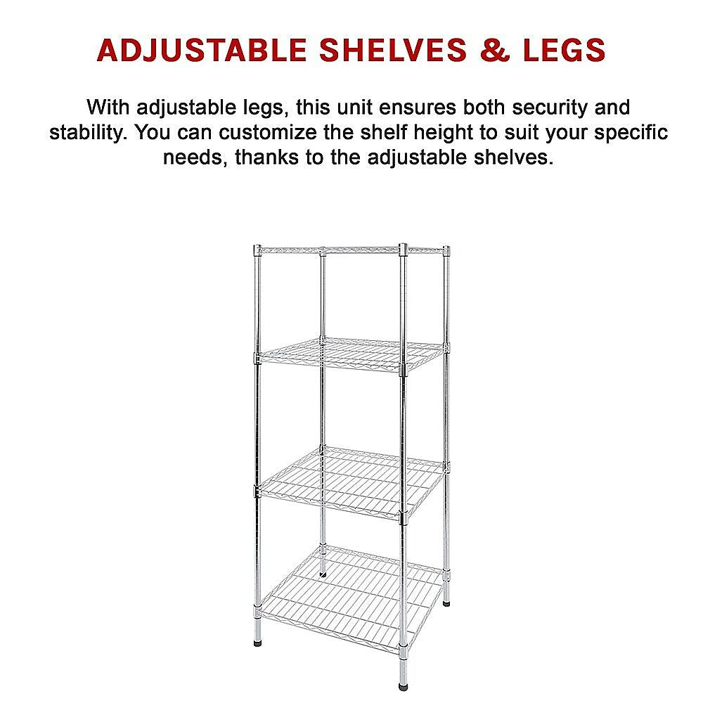 Wire Storage Rack – 45x45cm Chrome Shelving with Fixed Legs