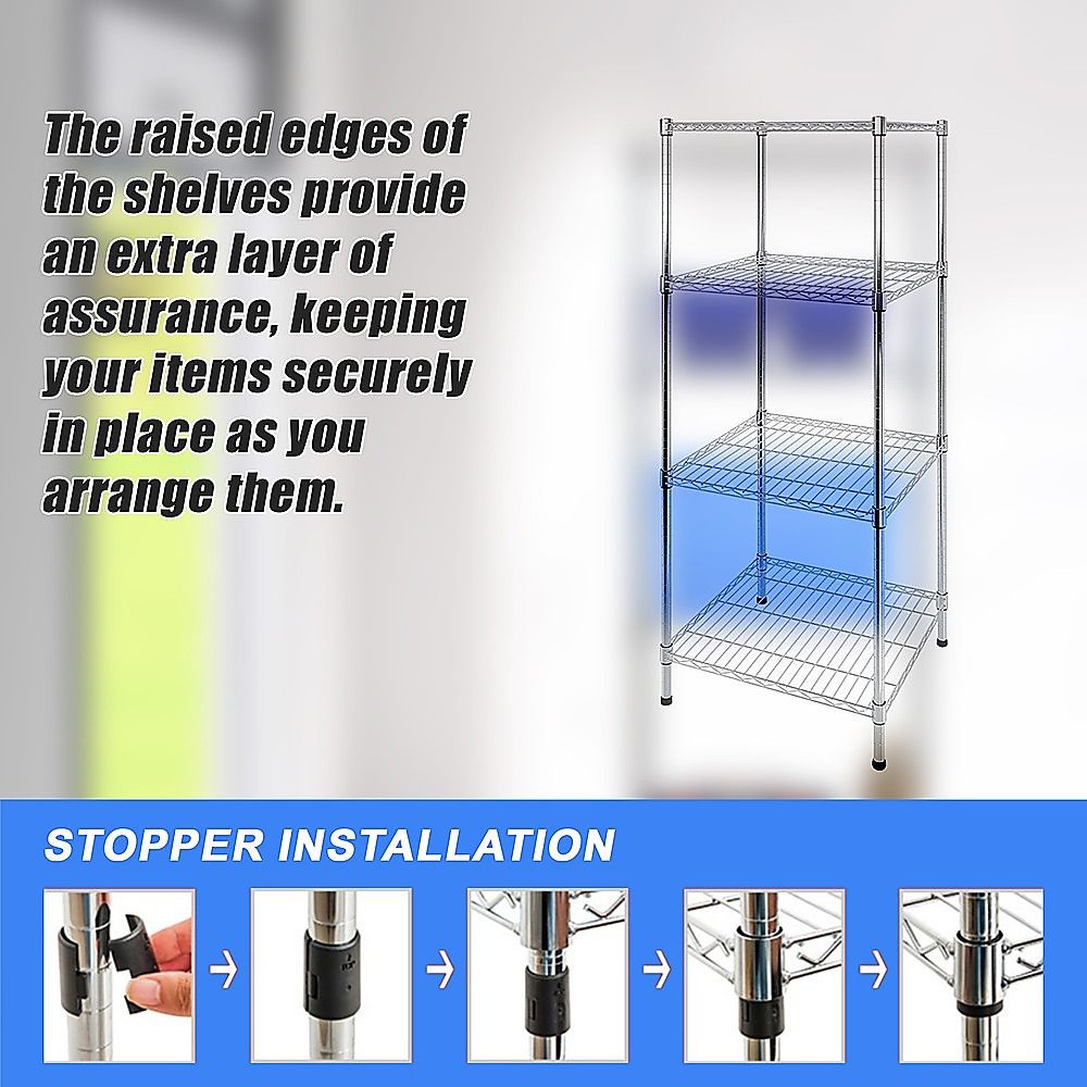 Wire Storage Rack – 45x45cm Chrome Shelving with Fixed Legs