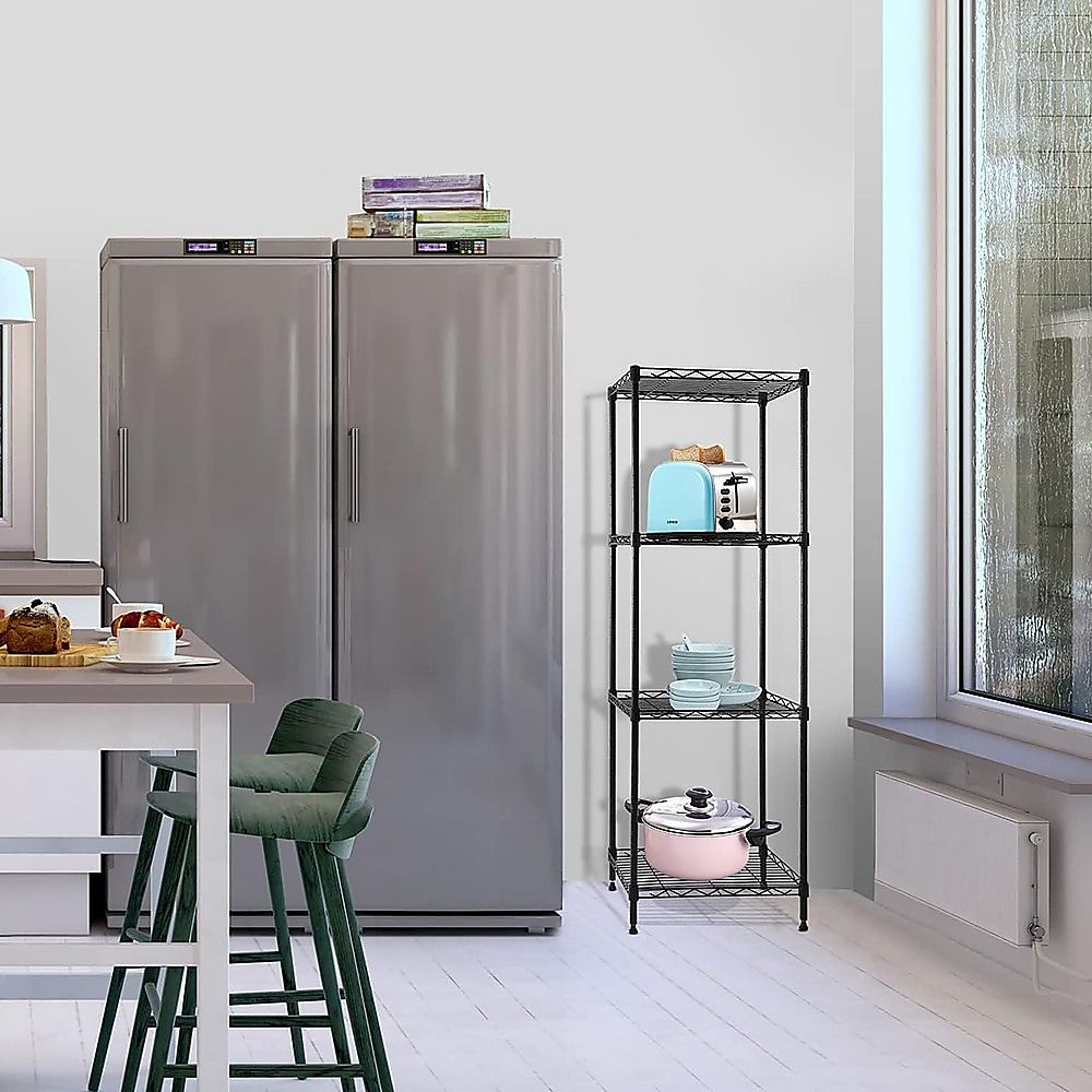 Wire Storage Rack – 45x45cm Black Shelving with Fixed Legs