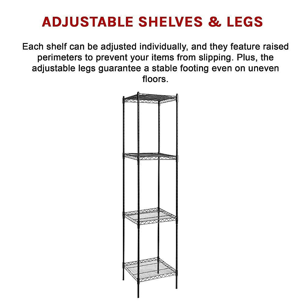 Wire Storage Rack – 45x45cm Black Shelving with Fixed Legs