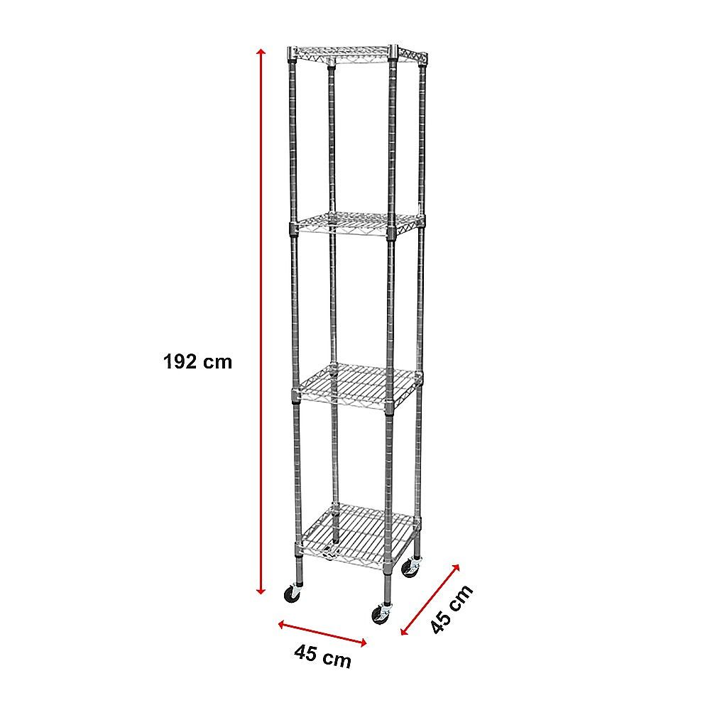 Wire Storage Rack – 45x45cm Chrome Shelving with Wheels