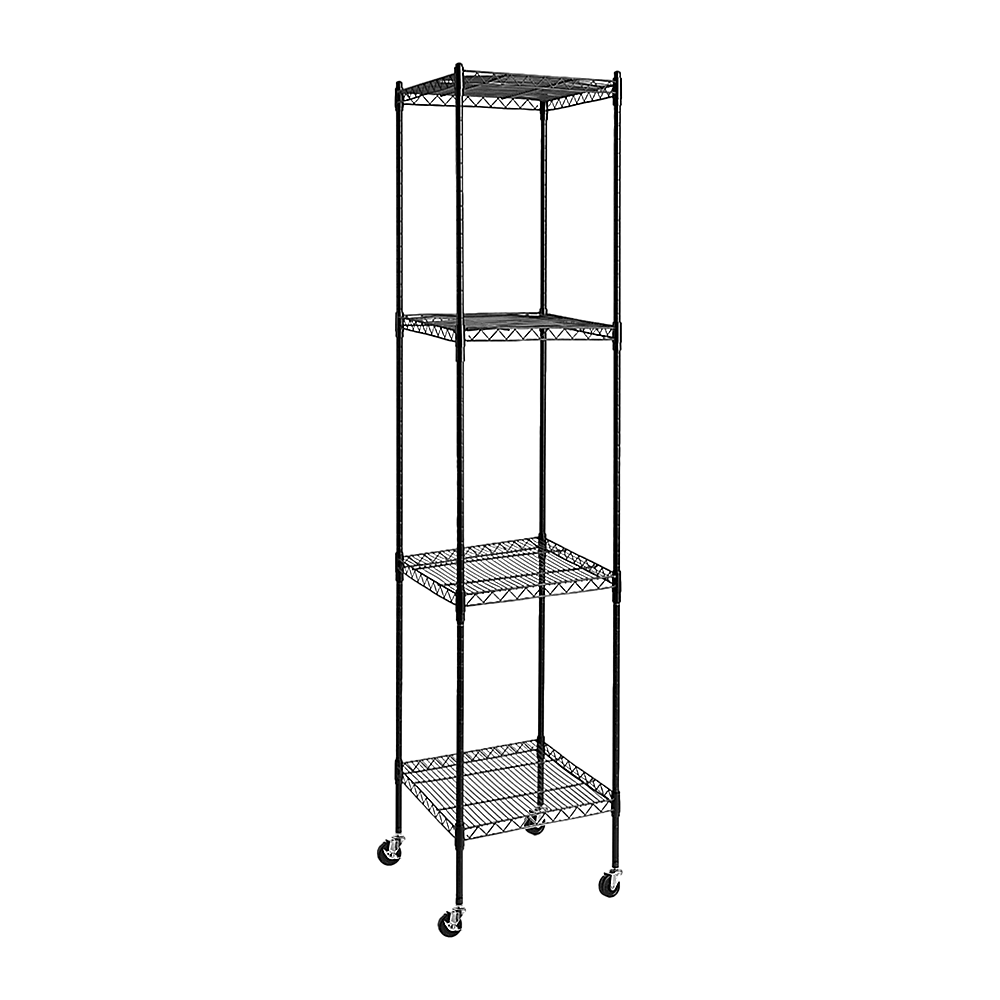 Wire Storage Rack – 45x45cm Black Shelving with Wheels