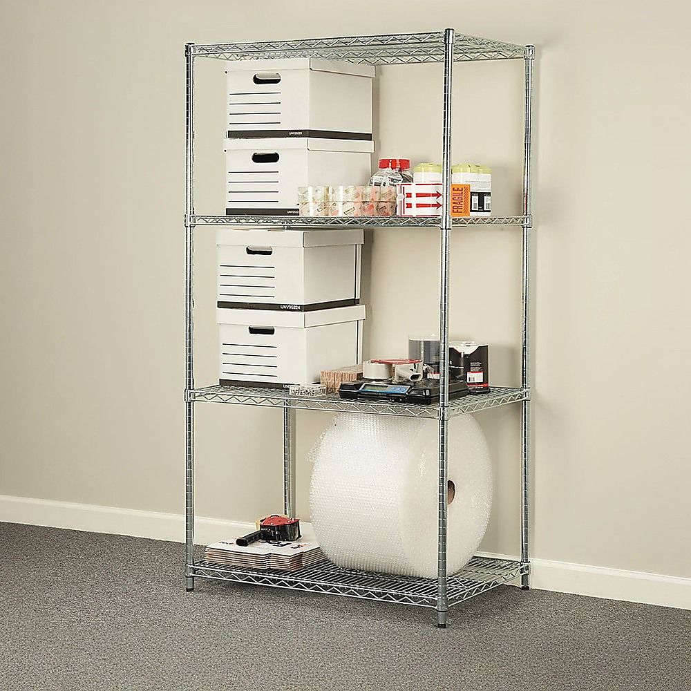 Wire Storage Rack – 120x60cm Chrome Shelving with Fixed Legs