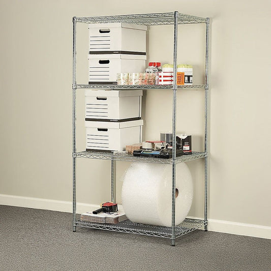 Wire Storage Rack – 120x60cm Chrome Shelving with Fixed Legs