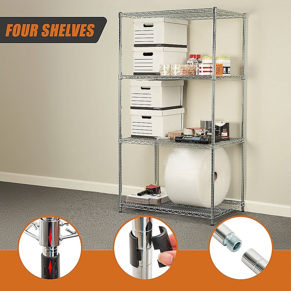 Wire Storage Rack – 120x60cm Chrome Shelving with Fixed Legs