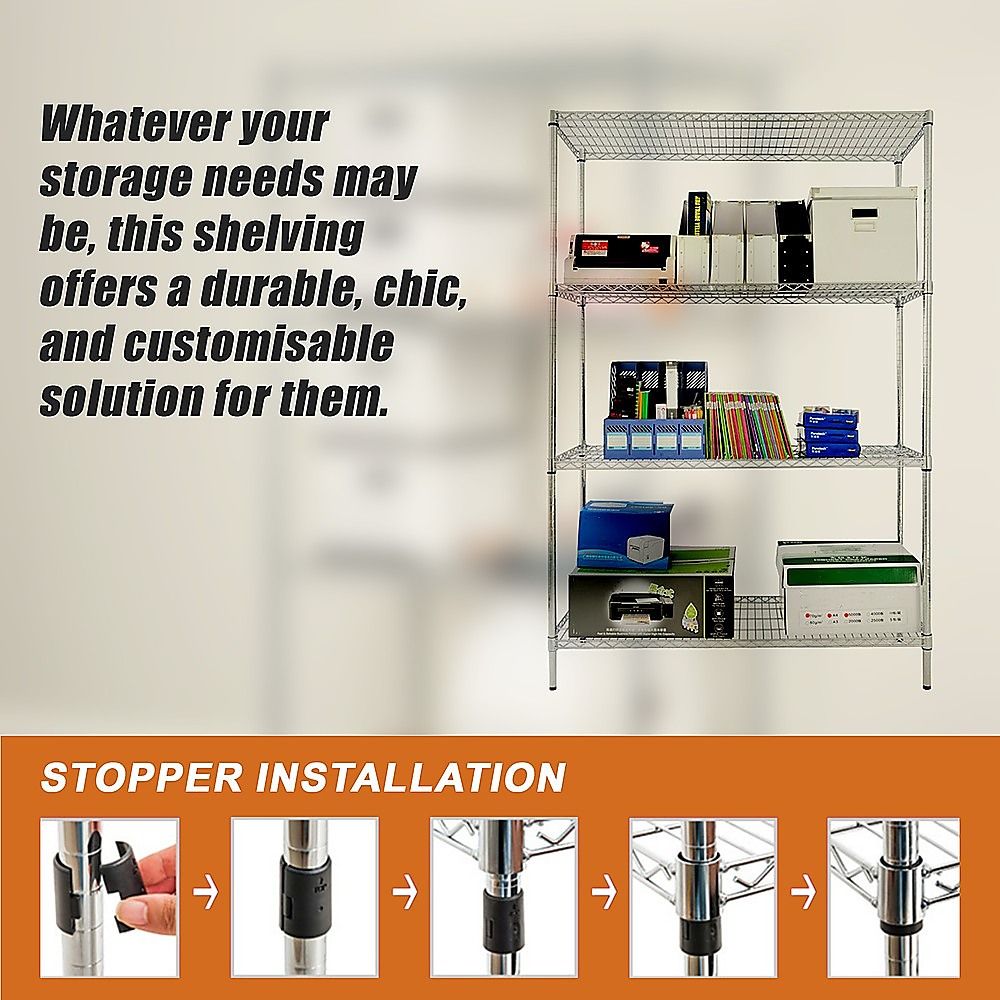Wire Storage Rack – 120x60cm Chrome Shelving with Fixed Legs
