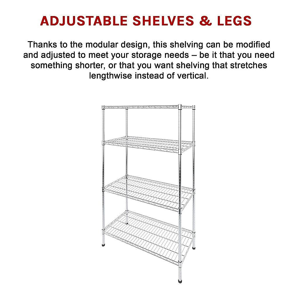Wire Storage Rack – 120x60cm Chrome Shelving with Fixed Legs