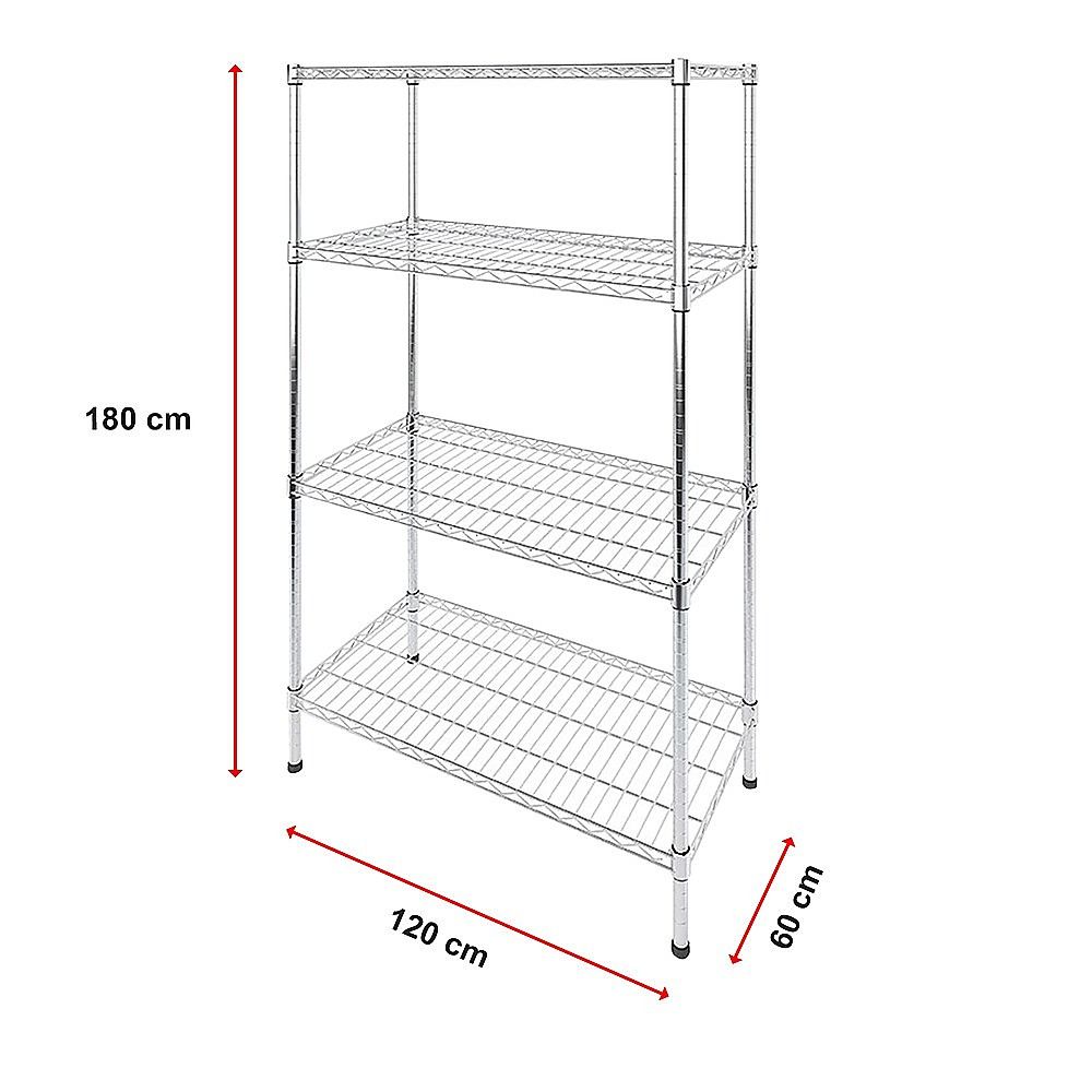 Wire Storage Rack – 120x60cm Chrome Shelving with Fixed Legs