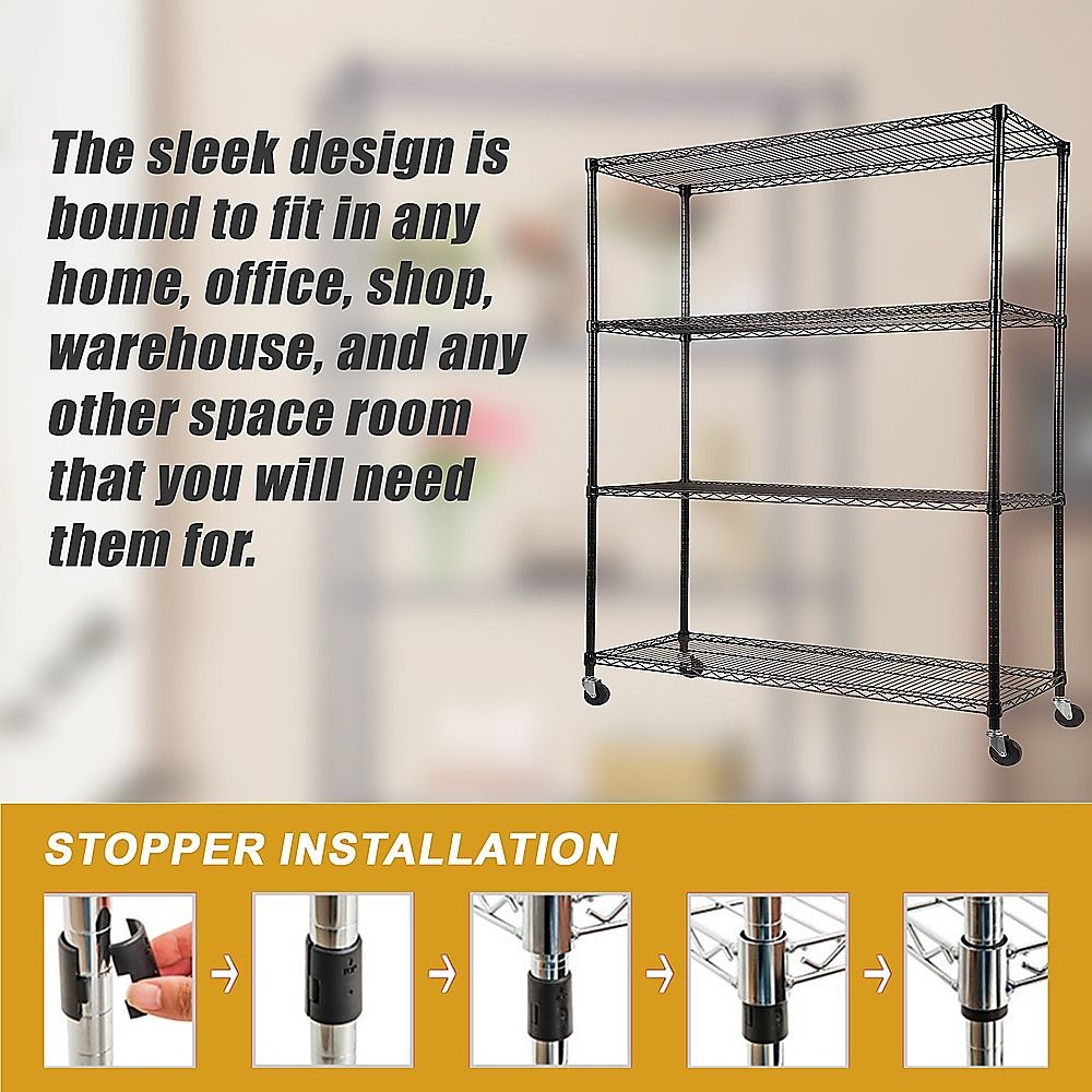 Wire Storage Rack – 120x60cm Chrome Shelving with Wheels