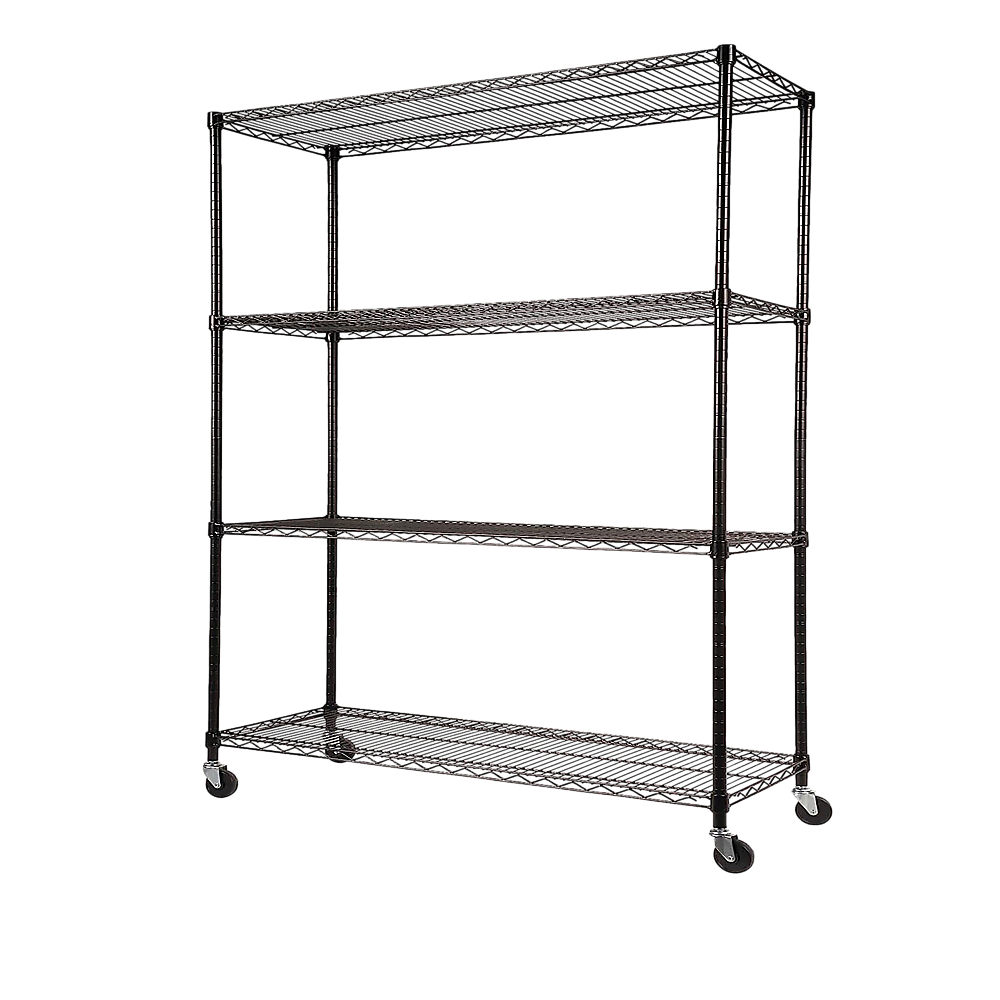 Wire Storage Rack – 120x60cm Black Shelving with Wheels