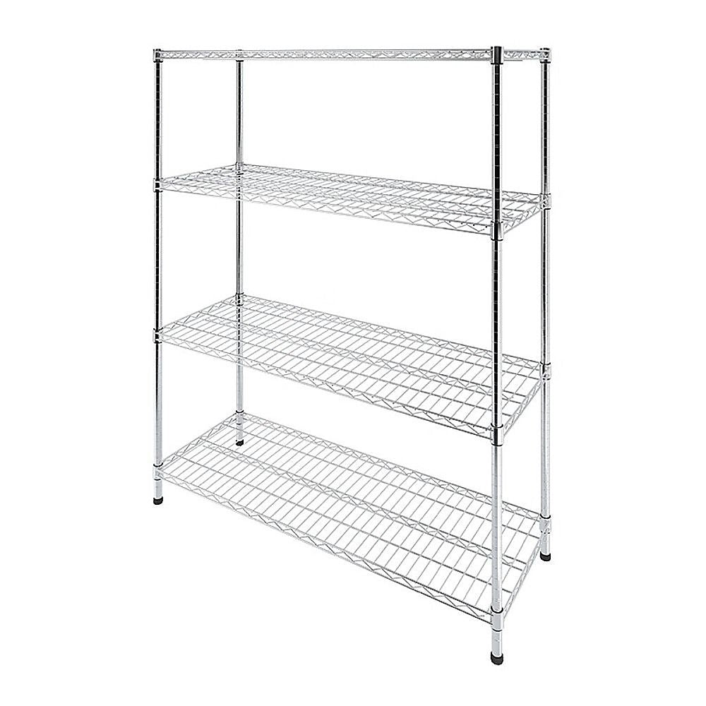 Wire Storage Rack – 150x35cm Chrome Shelving with Fixed Legs