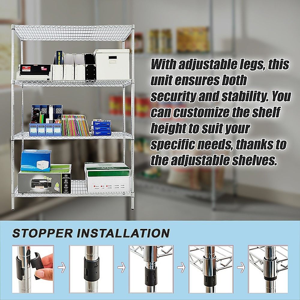 Wire Storage Rack – 90x45cm Chrome Shelving with Fixed Legs