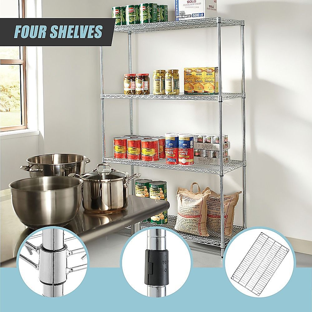 Wire Storage Rack – 90x45cm Chrome Shelving with Fixed Legs