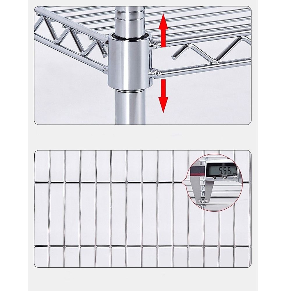 Wire Storage Rack – 90x45cm Chrome Shelving with Fixed Legs