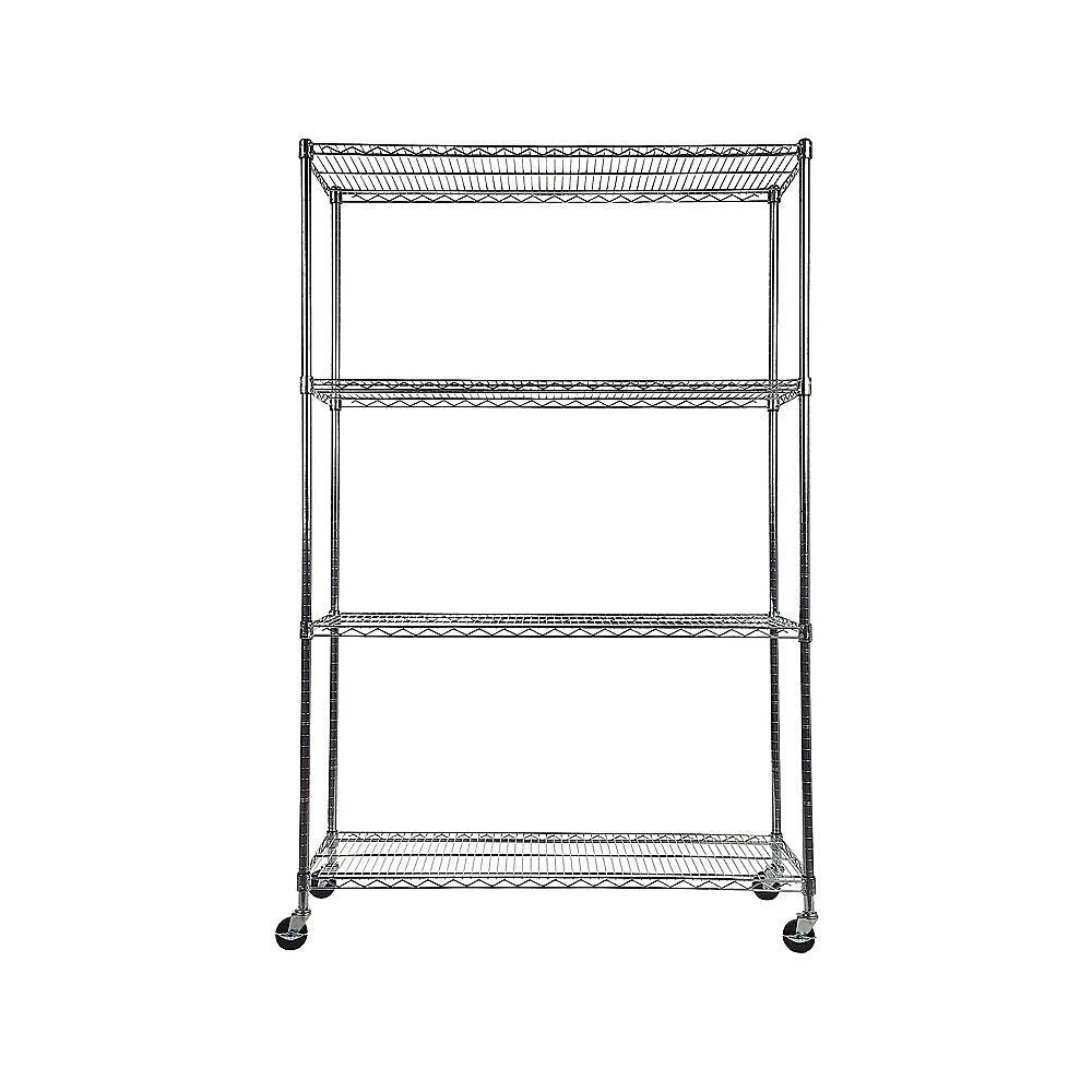 Wire Storage Rack – 90x45cm Chrome Shelving with Wheels