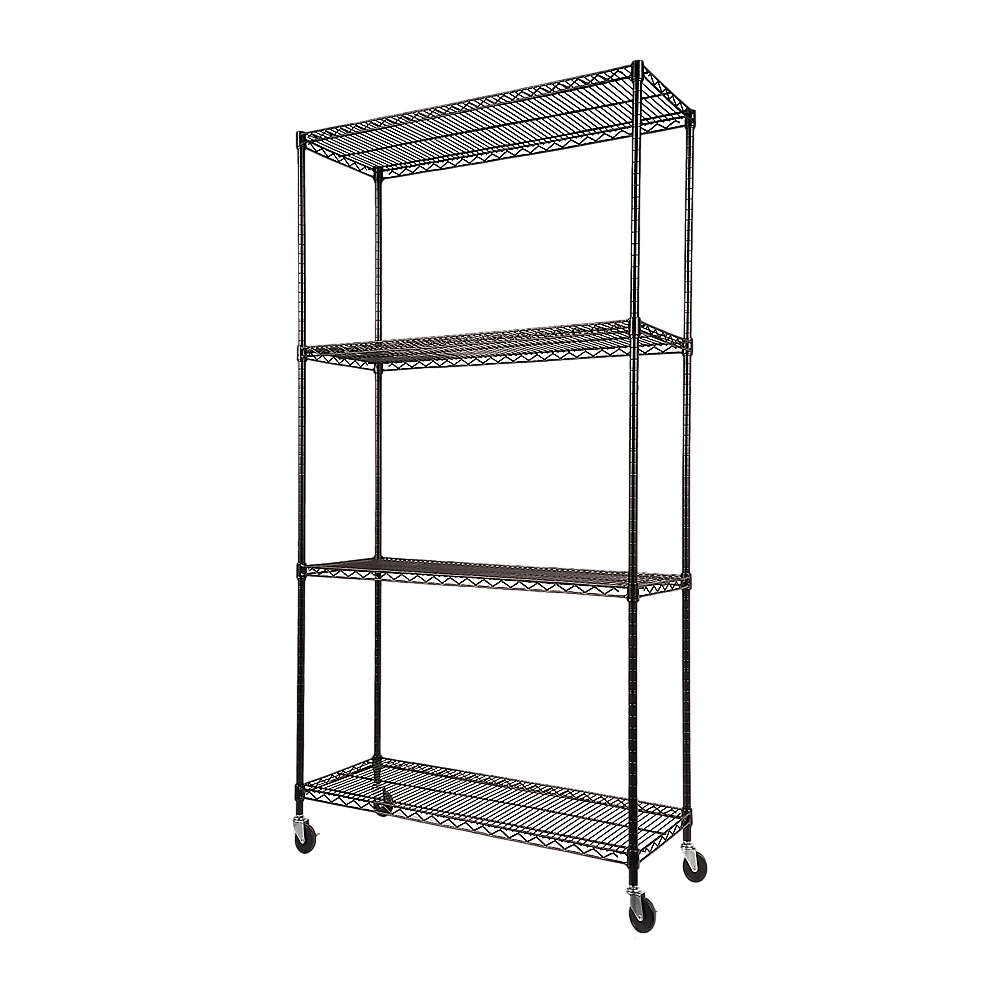 Wire Storage Rack – 90x45cm Black Shelving with Wheels